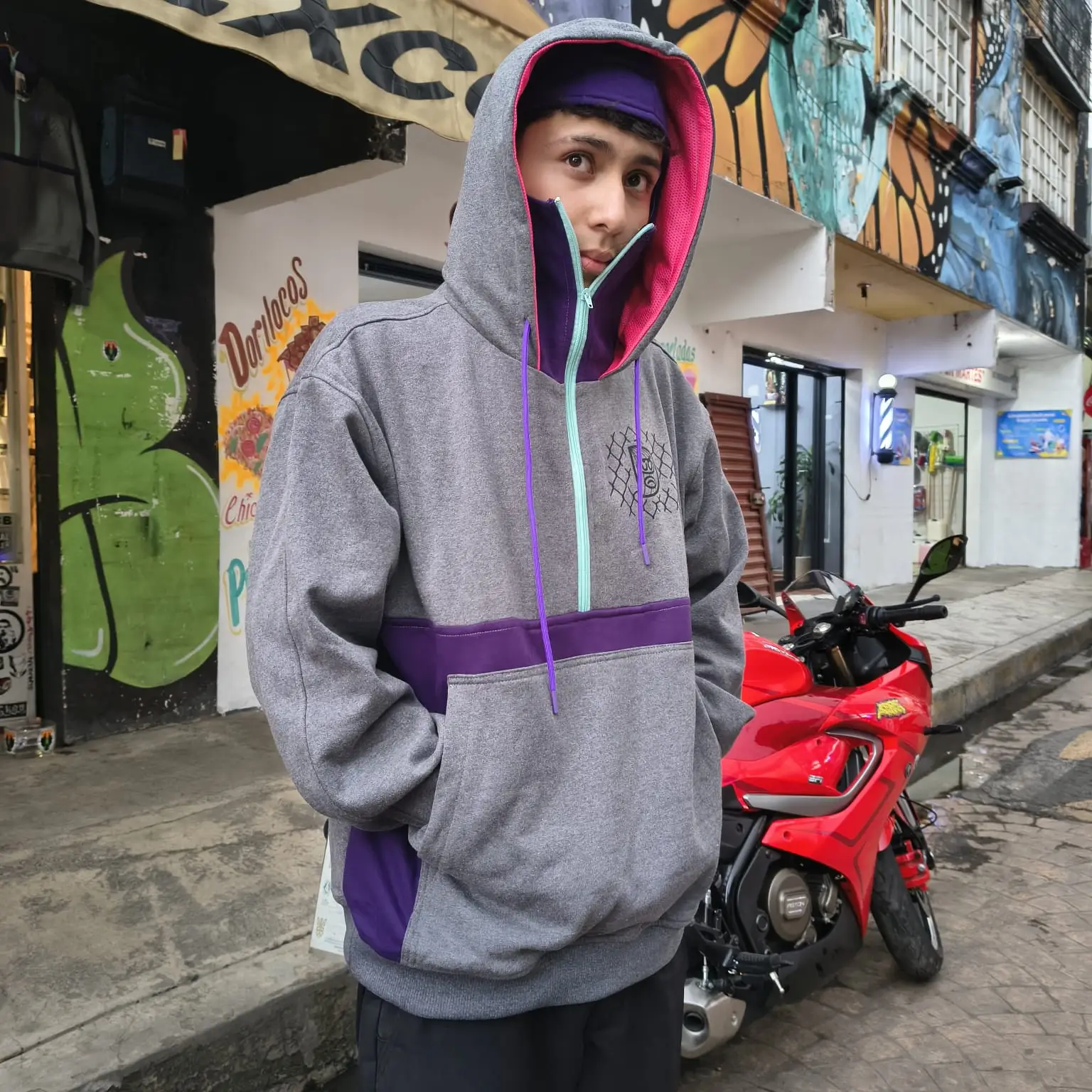 DELITO PULLOVER ZIP REJA/WILD GRIS